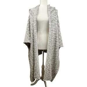 Soft Surroundings Longline Gray Hooded Open Front Cardigan Cozy Flowy One Size